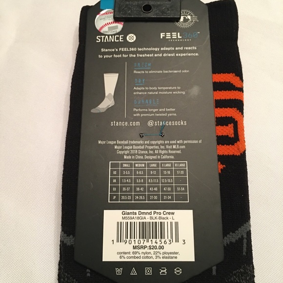 Stance SF MLB Giants Diamond Pro Crew Socks - Picture 5 of 5